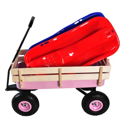 Outdoor All-terrain Wagon With Wooden Railing & Air Tires