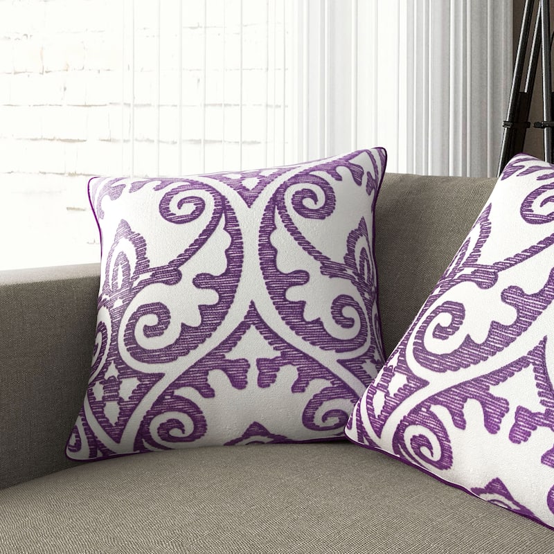 Ejubovic Contemporary Purple and White Accent Pillows (Set of 2) by Gracewood Hollow