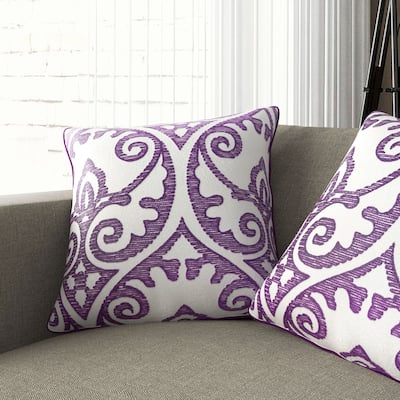 Ejubovic Contemporary Purple and White Accent Pillows (Set of 2) by Gracewood Hollow