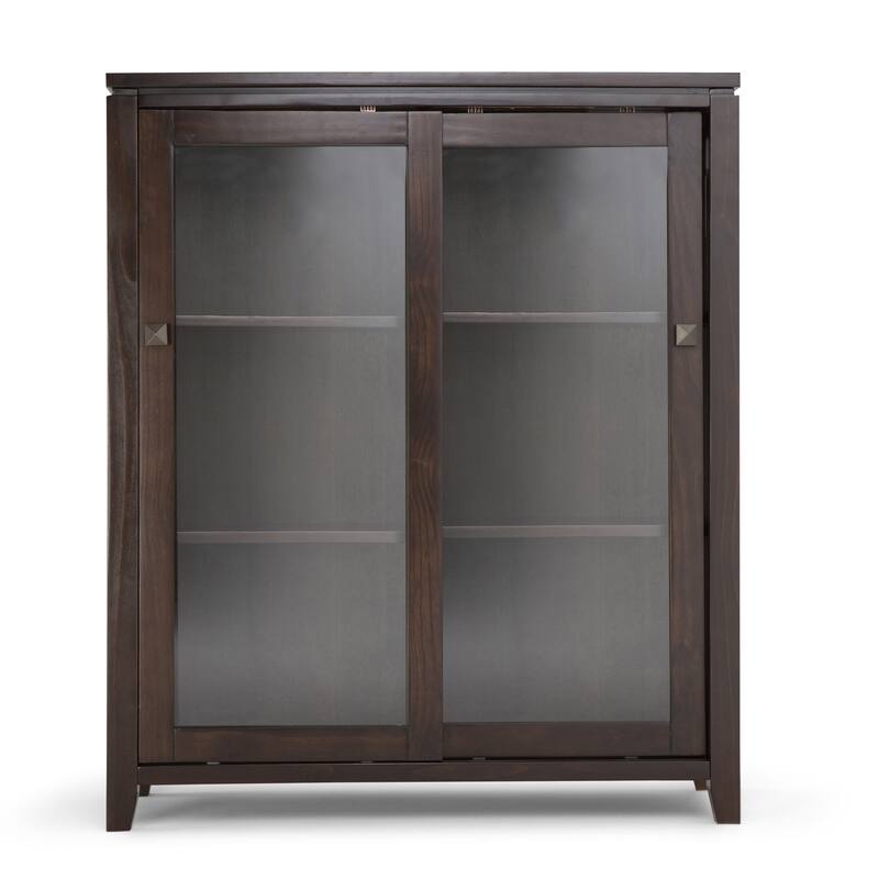 WYNDENHALL Essex Solid Wood 36 inch Storage Cabinet in Mahogany Brown (Set of 2)