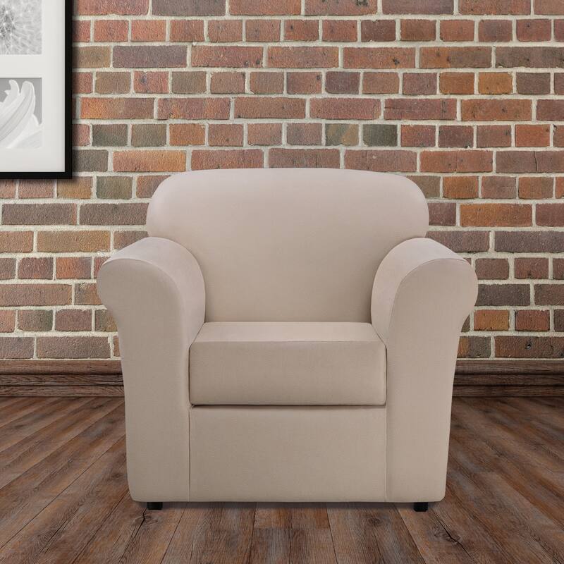 SureFit Ultimate Stretch Leather 2 Piece Chair Slipcover - Pebbled Ivory