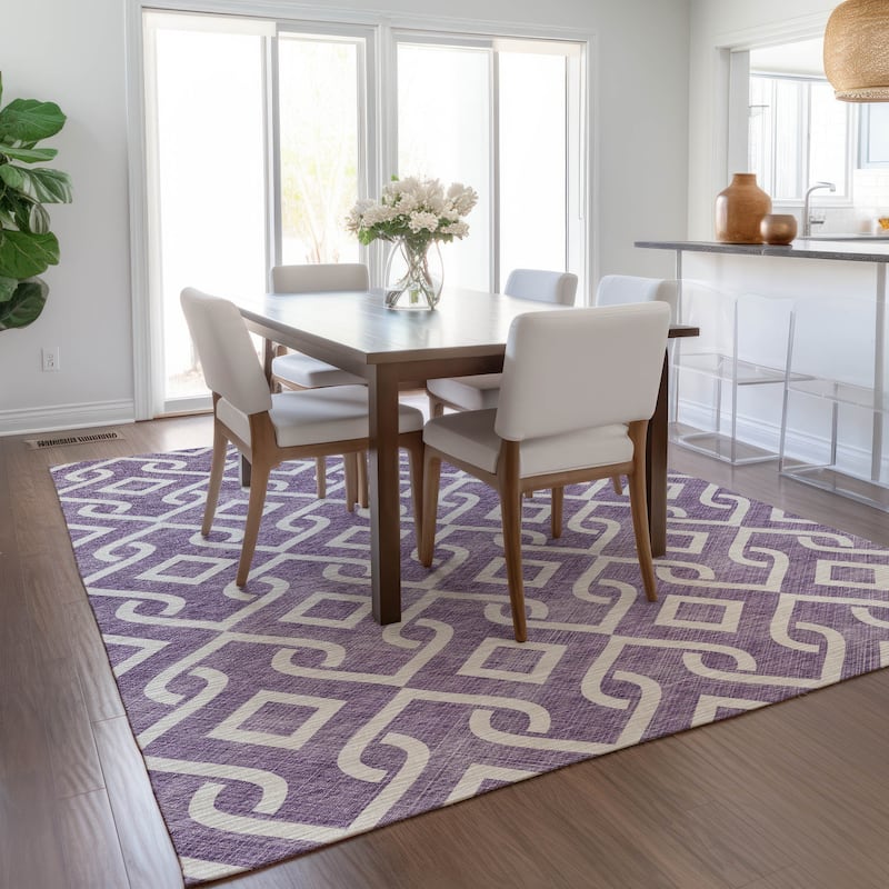 Machine Washable Indoor/ Outdoor Chantille Modern Trellis Rug