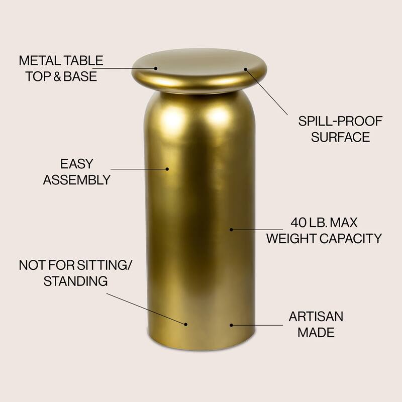 Oliver 22.75" Metal Sleek Cylinder Drink Table, by JONATHAN Y