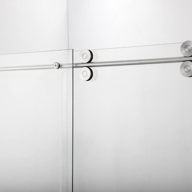 Villena 52" W x 78" H Single Sliding Shower Door,Brushed Nickel - 52 inches