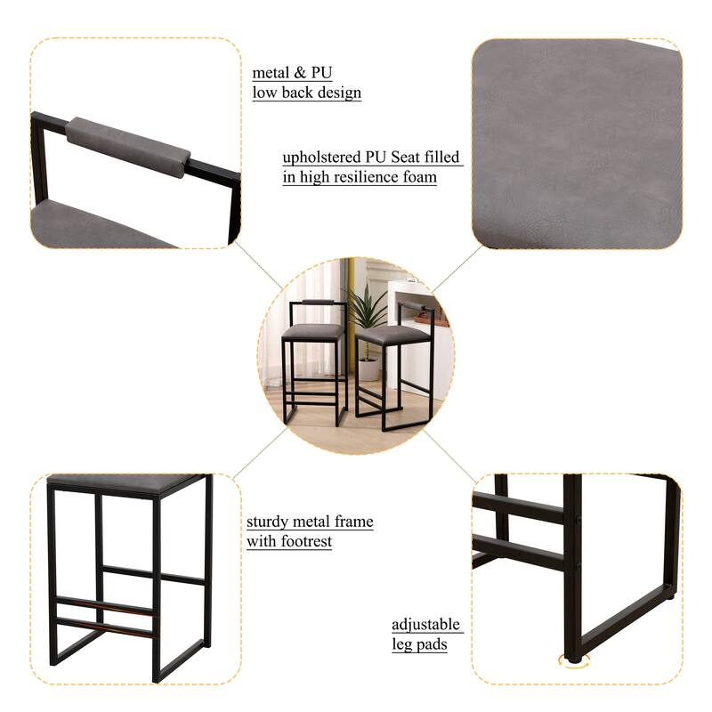 Set of 2 Counter Height Woven Bar Stools with Back