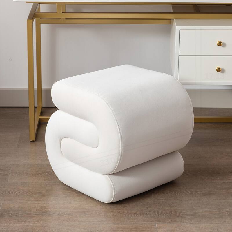 S-shape Velvet Fabric Ottoman Makeup Stool