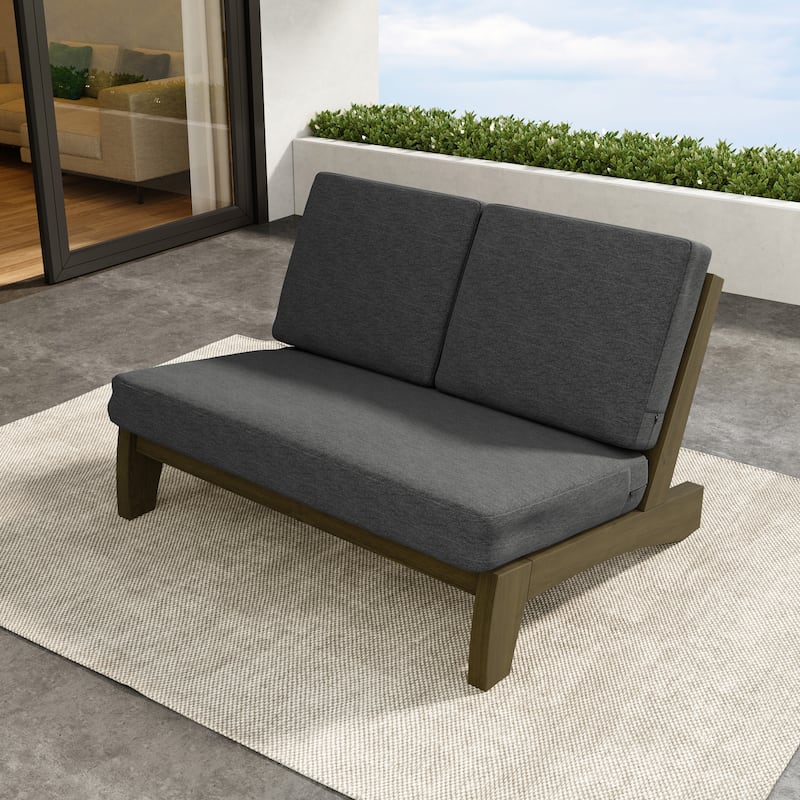 Outdoor Furniture Teak Wood Armless Loveseat Sofa With Cushion