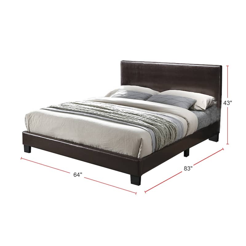 Faux Leather Upholstered Bed in Brown