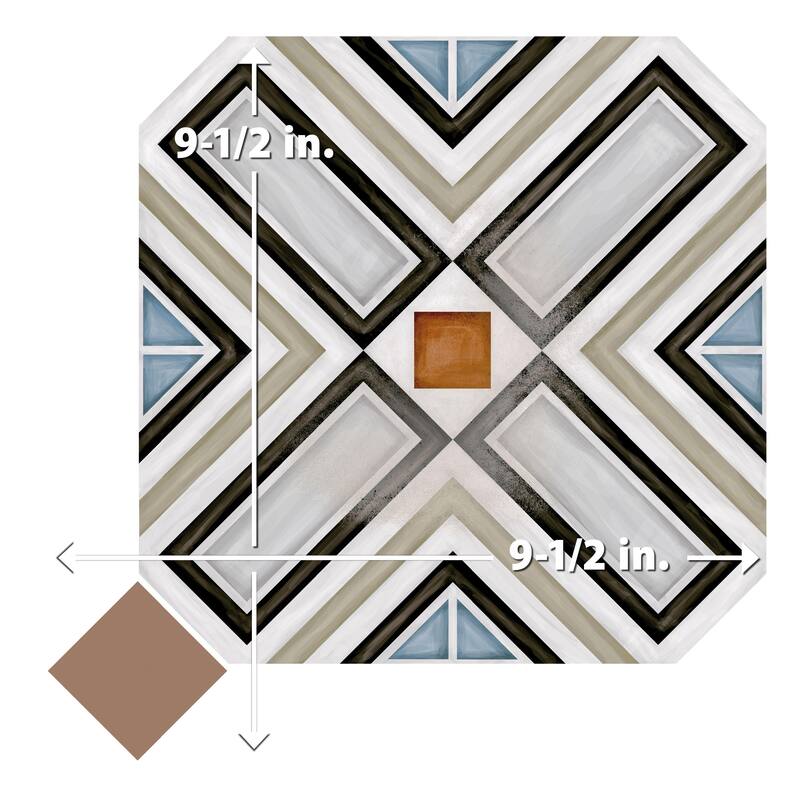Merola Tile Vaudeville Octagon Deco Ritter with Taco Marron 7-7/8" x 7-7/8" Porcelain Floor and Wall Tile