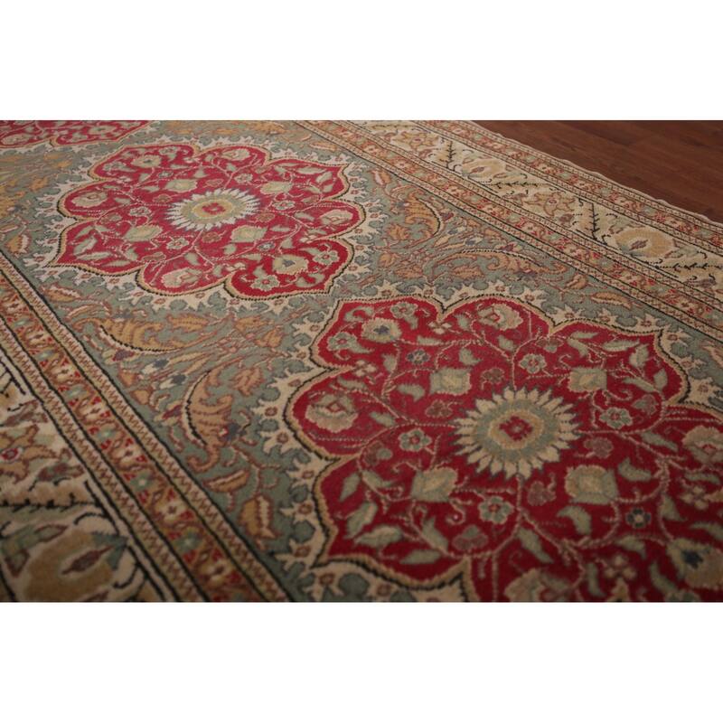 Green Anatolian Turkish Accent Rug Hand-Knotted Wool Carpet - 3'3" X 6'0"