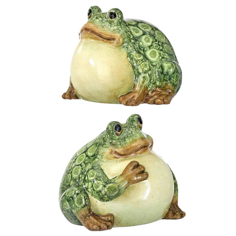 6.5" Terracotta Sitting Bull Frog Set of 2