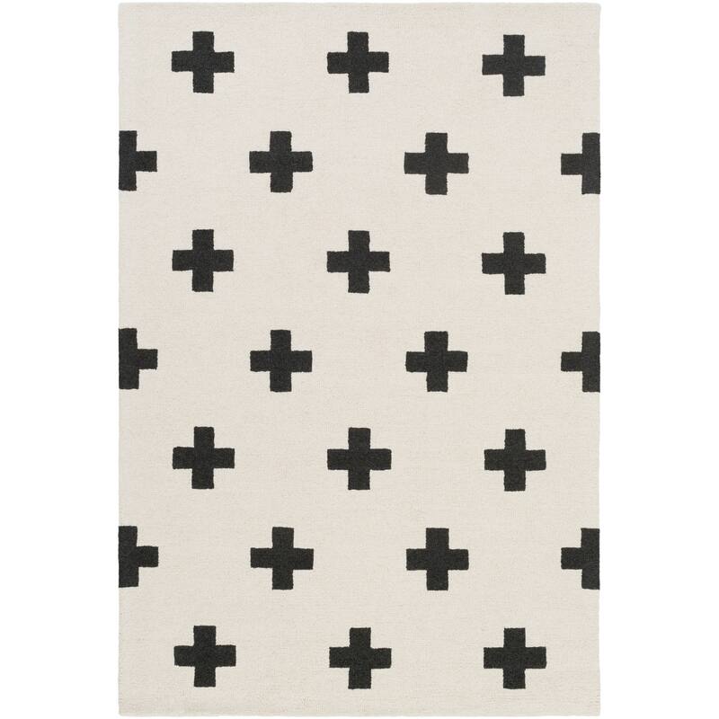Trocadero White Modern Geometric Wool Handmade Area Rug - 7'6" x 9'6"
