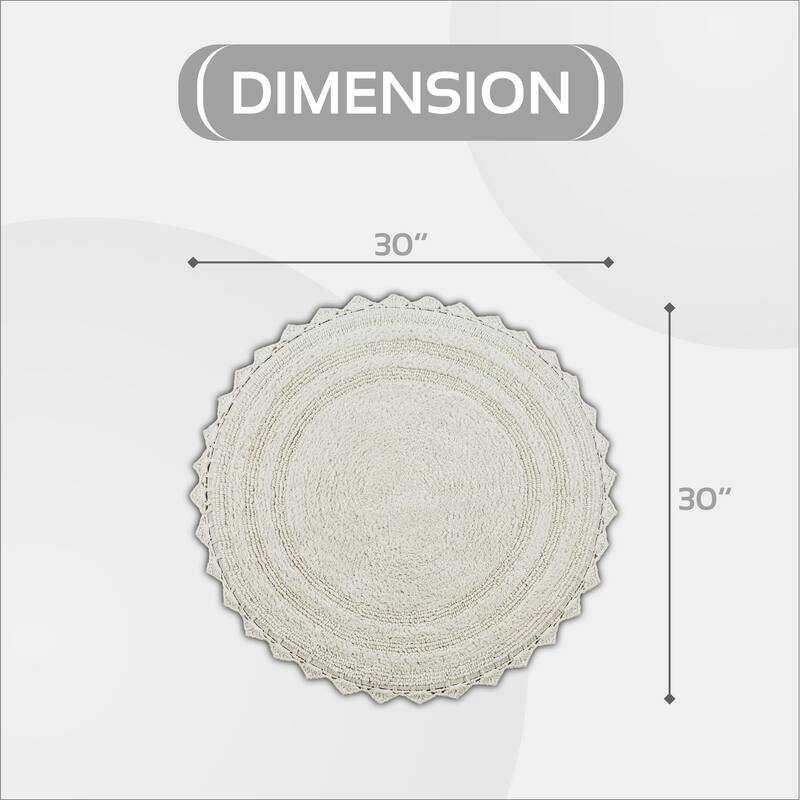 Better Trends Bath Rugs 100% Cotton Soft & Water Absorbent Reversible Tufted Bathroom Rug for Shower, Sink Mats Lilly Crochet - 30" Round - Ivory