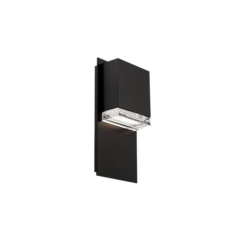 Draped 12in LED Outdoor Wall Light Selectable CCT 2700-3000-3500-4000K set to 2700K in Black - Black-3000K - 12-inch