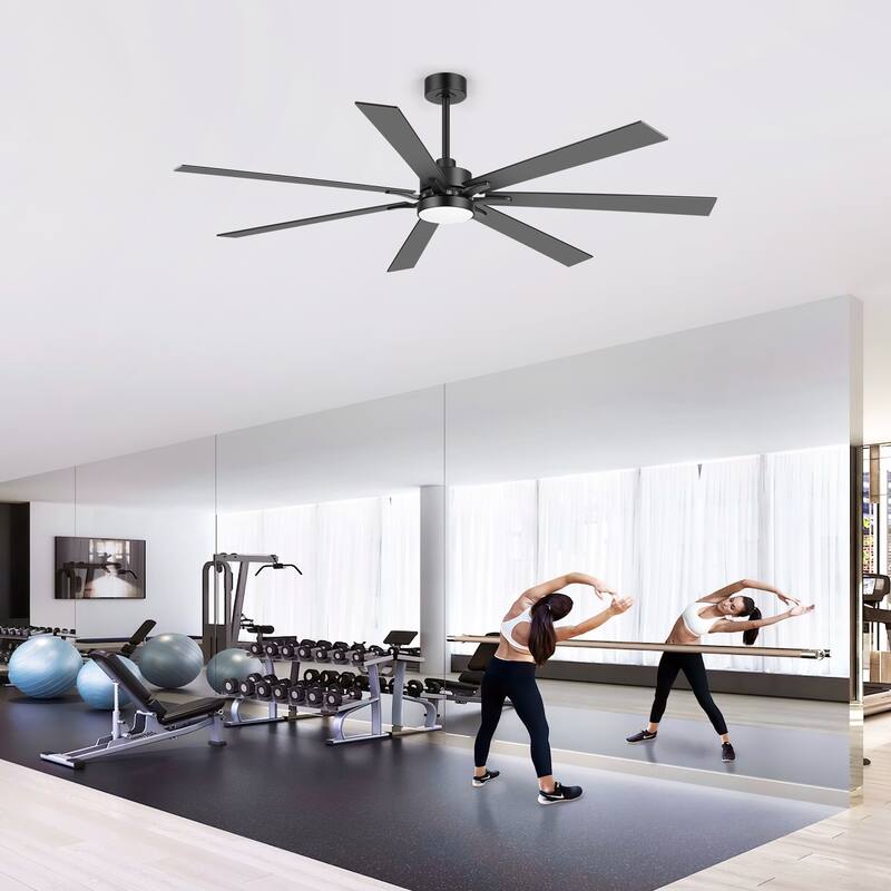 Large 72" Reversible 7-Blade Integrated Ceiling Fan with LED Light and Remote