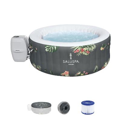 Bestway SaluSpa Aruba AirJet Inflatable Hot Tub with 110 Soothing Jets, Gray - 66.93 x 66.93 x 25.98 inches