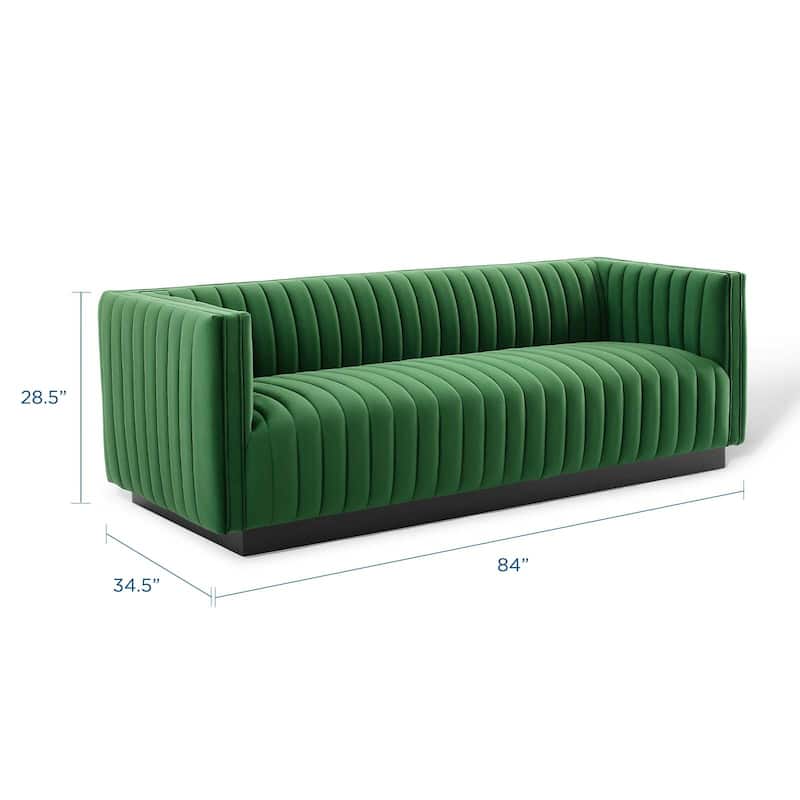 Silver Orchid Rosar Channel Tufted Velvet Sofa