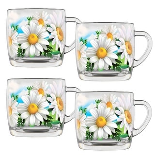 Daisy Field 10.14 fl oz.Glass Mugs Set of 4