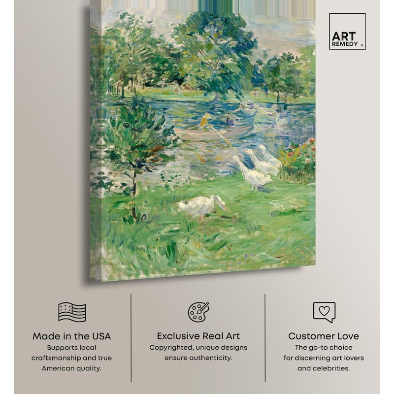 Morisot Girl in Boat with Geese Canvas by Art Remedy, Gallery Wrapped