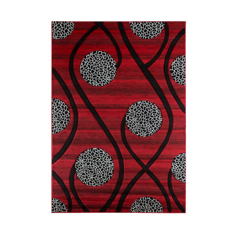 Orelsi Collection Abstract Area Rug - 3'9" x 5'9" - Red/Black