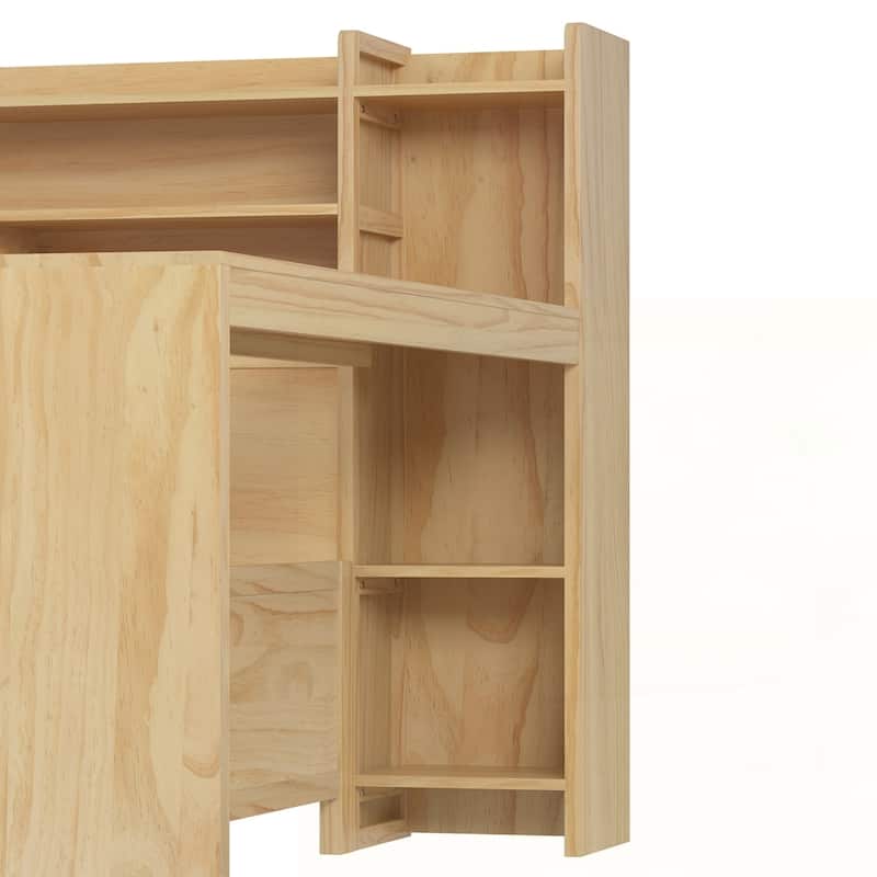 Wooden Daybed with Storage Shelves