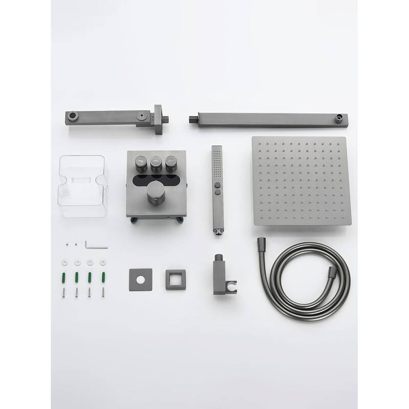 Lefton Shower System in Fahrenheit Display, 10” Overhead Shower Head with Handheld Spray Showerhead and Bathtub Faucet, SSWM2502