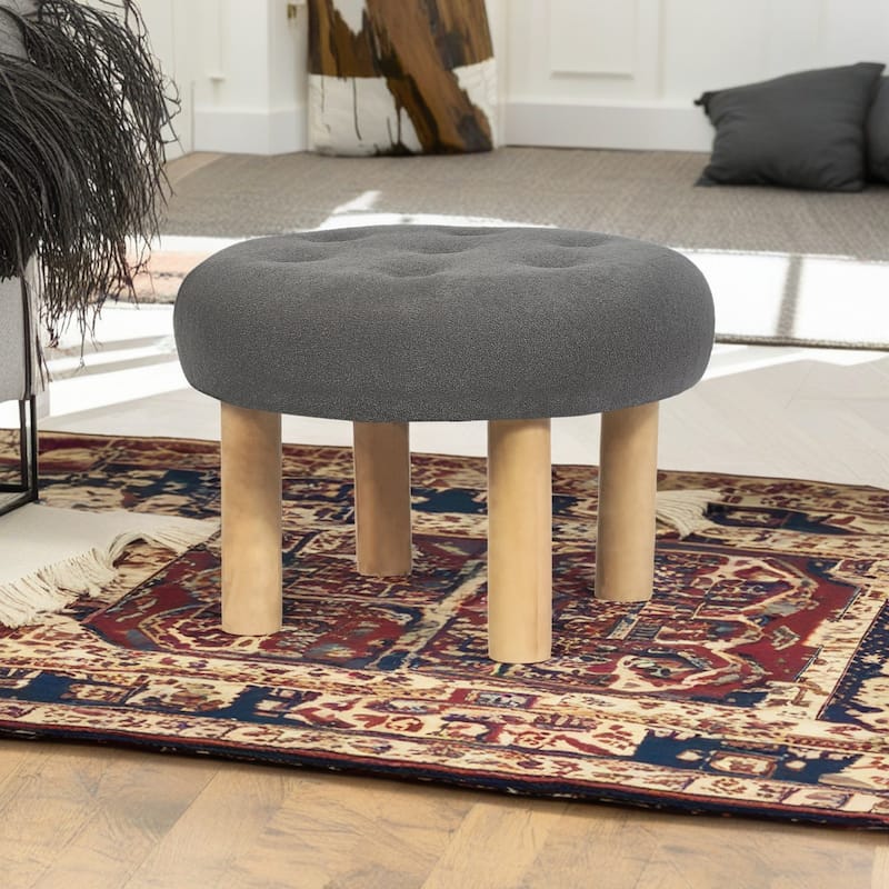 Adeco 23" Round Ottoman Footrest for Living Room