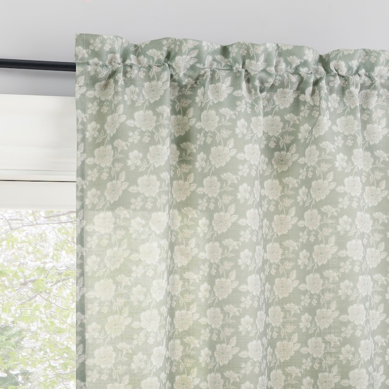 No. 918 Mistral 2-pack Floral Semi-Sheer Rod Pocket 2-Piece Kitchen Curtain Tier Pair