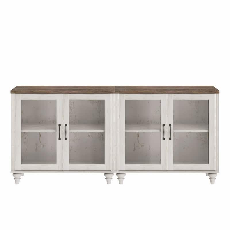 Kitchen Sideboard Buffet Cabinet, Glass Display Cabinet with Storage