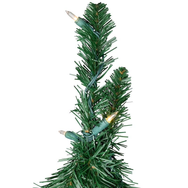 Pre-Lit Pencil Alpine Artificial Christmas Tree - 4' - Clear Lights - 4 Foot