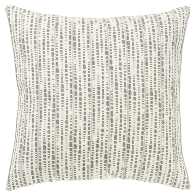 Rizzy Home Transitional Ivory Decorative Pillow Cover 20" x 20" - Ivory/Gray