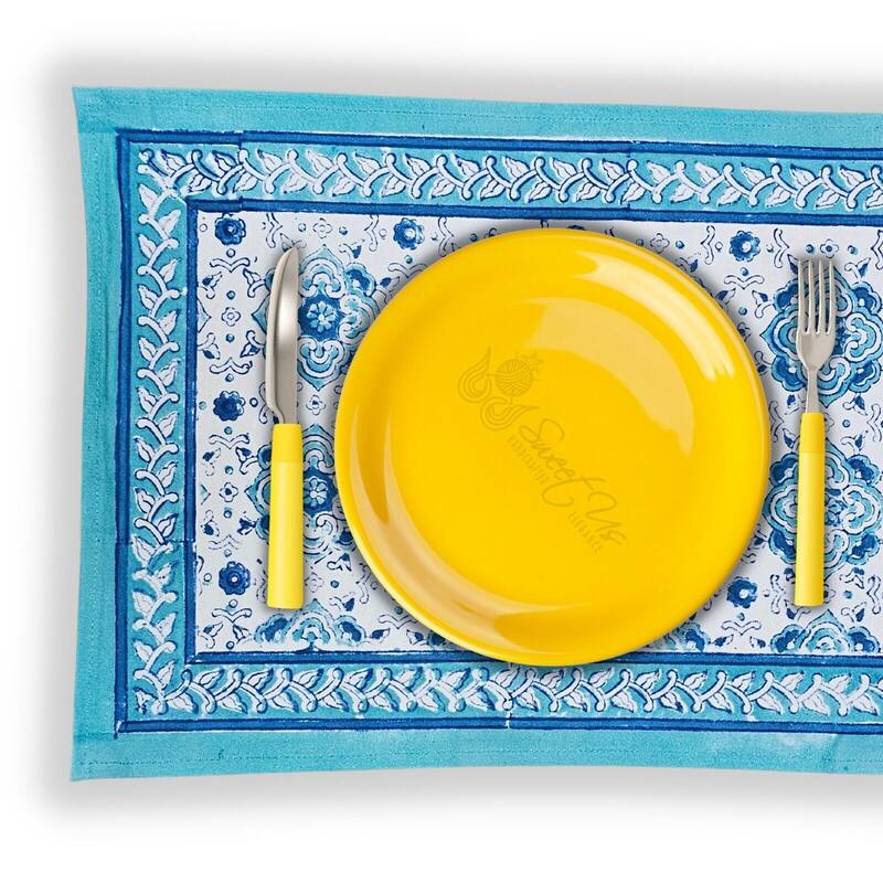 Cotton Springtime Splendor Tablecloth Collection, Ice Blue