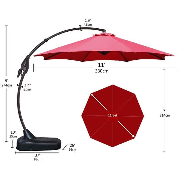 11 foot navy blue patio umbrella PatioKingdom LED Double-Sided Patio Umbrella with Base  Patio Kingdom