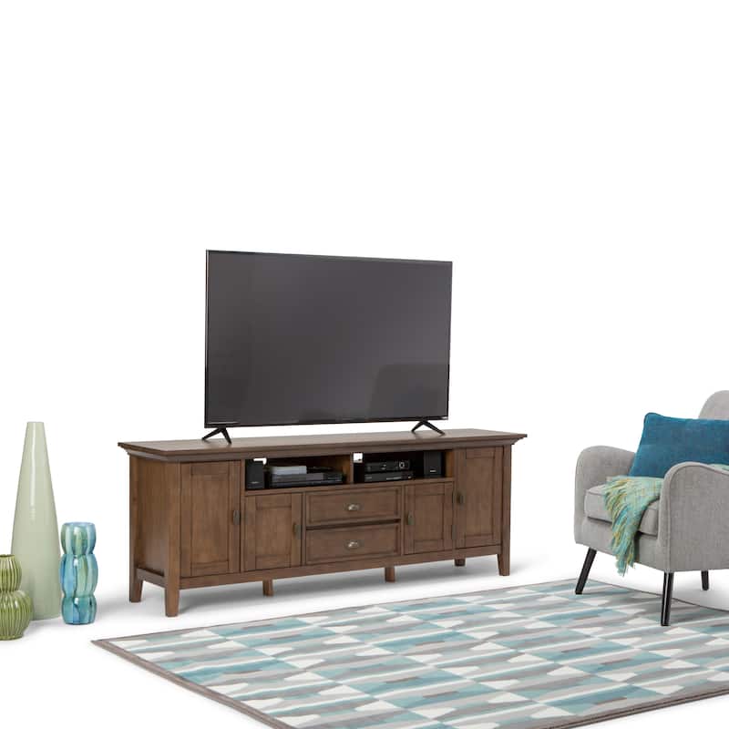WYNDENHALL Mansfield SOLID WOOD 72 inch Wide Transitional TV Media Stand For TVs up to 80 inches - 72'' W x 16.5'' D x 26'' H