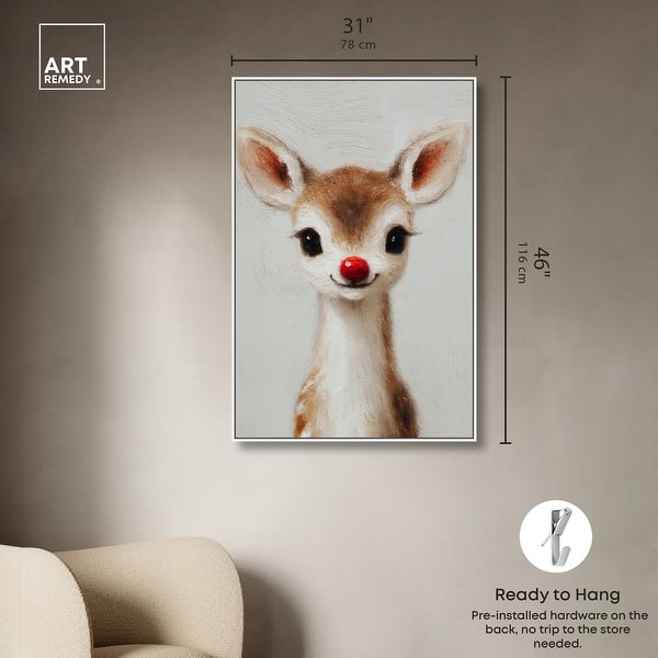 dimension image slide 13 of 24, Baby Rudolph Christmas Wall Decor Canvas Print by Art Remedy