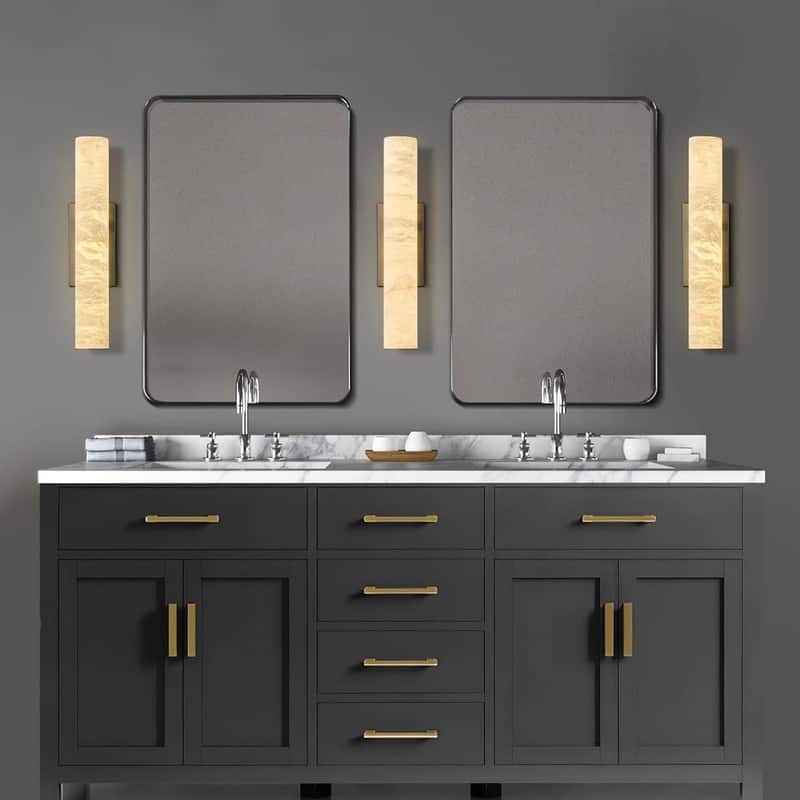 KAYLA 1-Light 20" Black LED Alabaster Wall Sconce