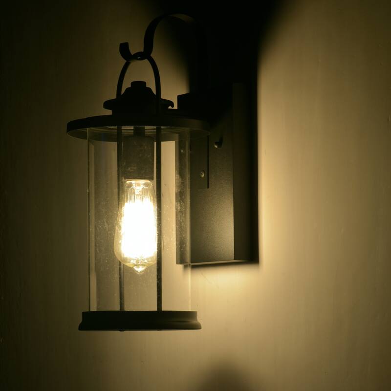 1-light Textured Black Outdoor Wall Lantern