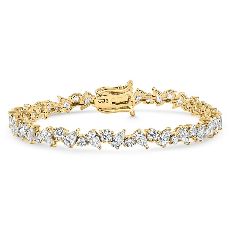 Bliss Diamond 8Ct Pear & Round Diamond Tennis Bracelet Gold 7" Lab Grown - Yellow