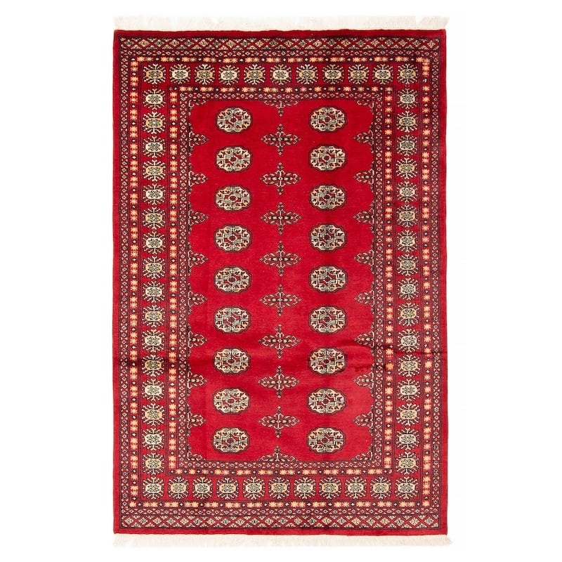 ECARPETGALLERY Hand-knotted Finest Peshawar Bokhara Red Wool Rug - 4'2 x 6'3 - Red - 4'2 x 6'3