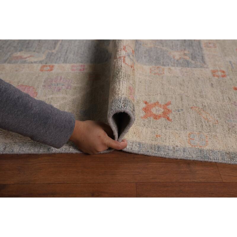 Vegetable Dye Oushak Turkish Rug Hand-Knotted Transitional Wool Carpet - 9'0"x 11'8"
