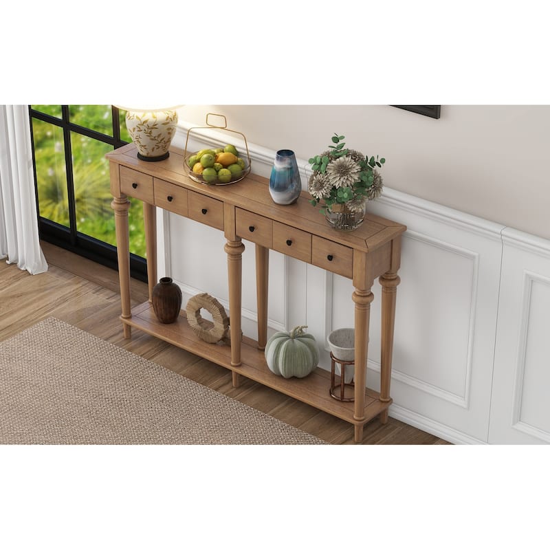 Retro Console Table with Open Shelf
