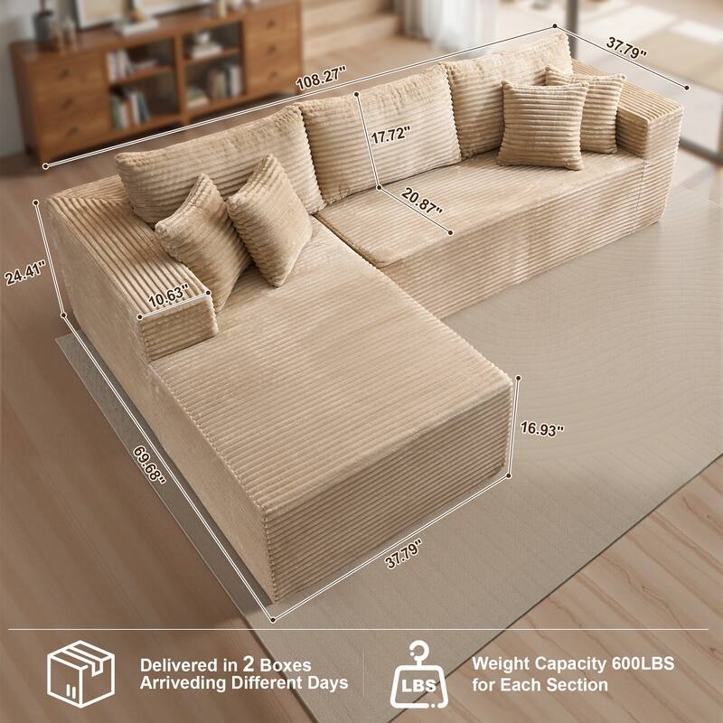 OVIOS All-Foam Plush L-Shaped Sofa​