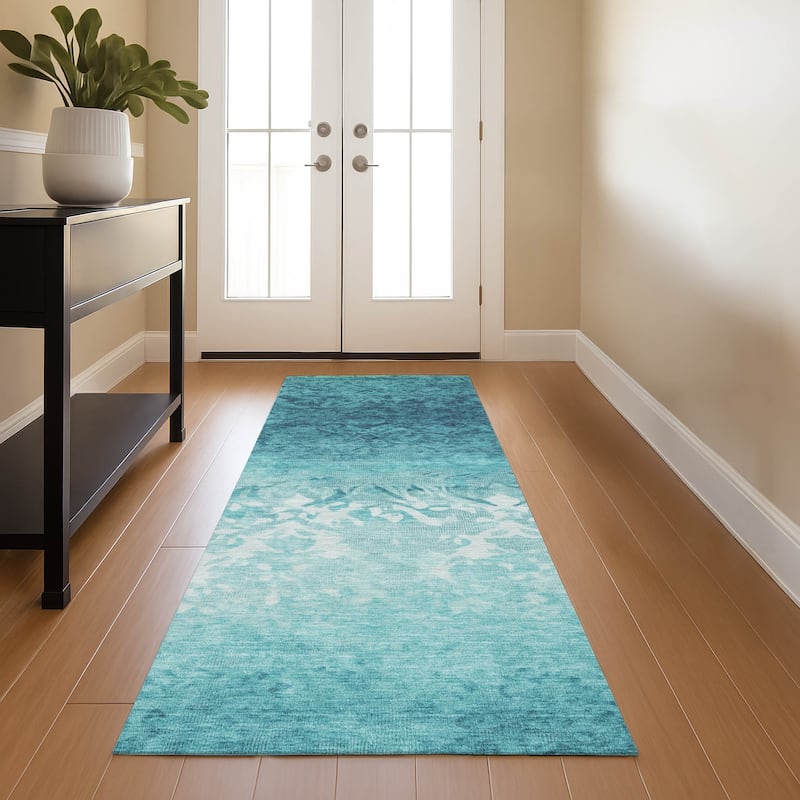 Premium Washable Super Soft Modern Ombre Mayfield Rug - Teal - 2'3" x 7'6"