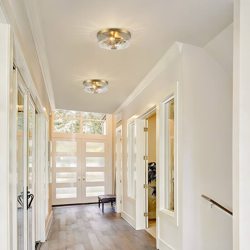 Starsky 2-Light Textured Glass Drum Flush Mount