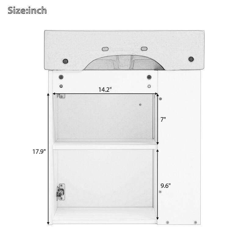 21.6" Floating Bathroom Vanity with Ceramic Sink - Left-Side Storage, Space-Saving for Small Bathrooms