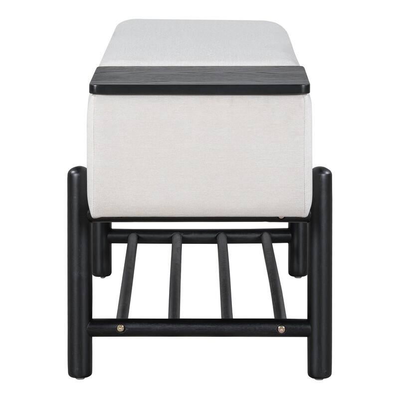 Modern 47.2" Upholstered Storage Bench with Hidden Compartment for Entryway and Living Room