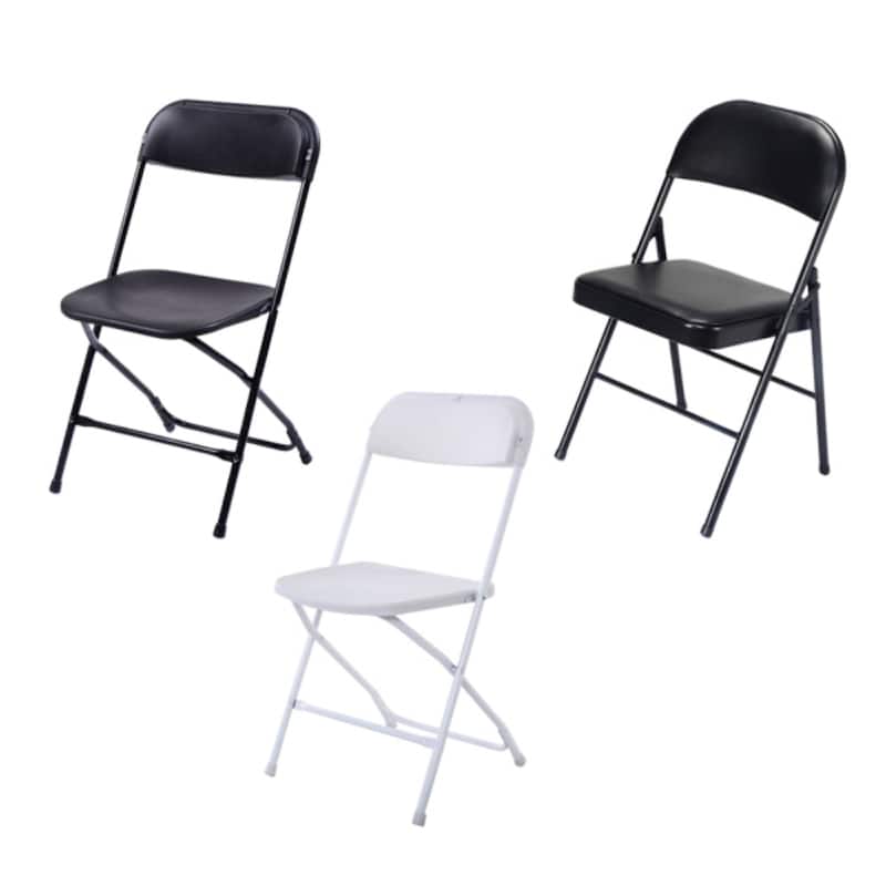 4pcs Elegant Foldable Iron & PVC Chairs for Convention & Exhibition Black - 15.75"L x 17.72"W x 30.71"H