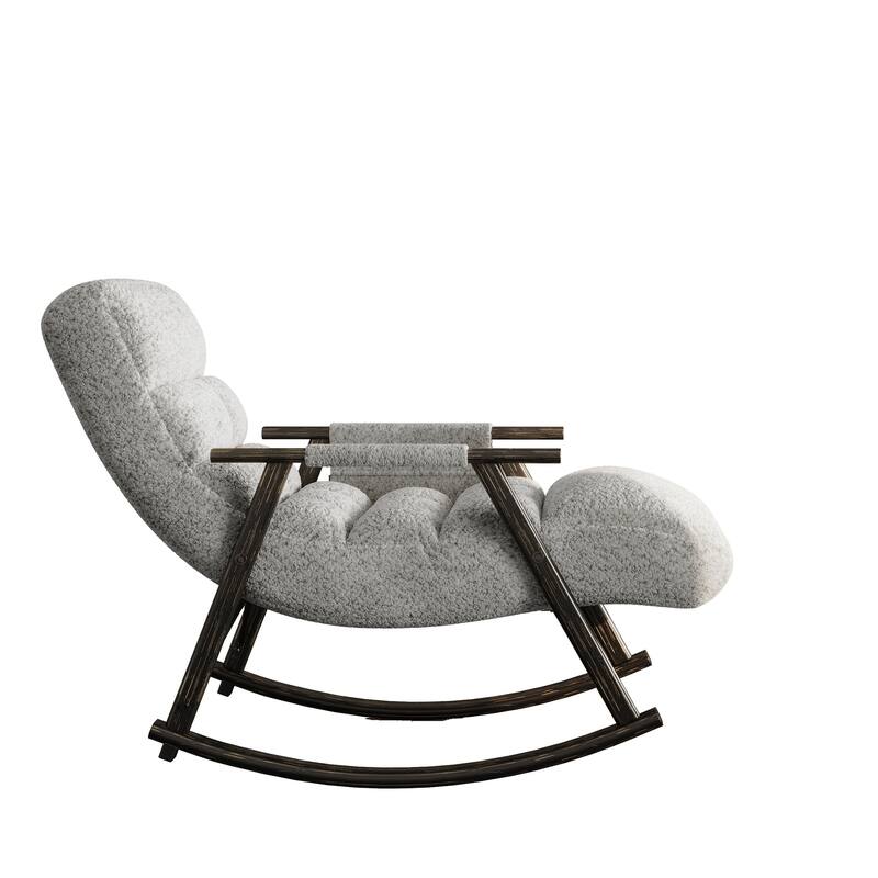 Grey 42.2" Velvet High Back Rocking Chair