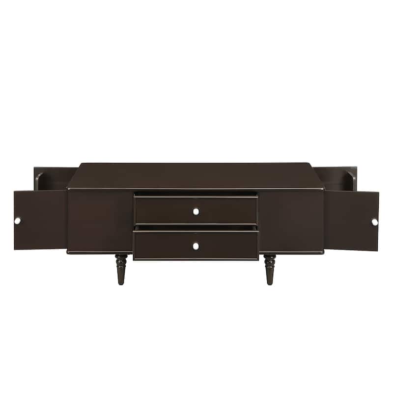 Rectangle Coffee Table With Four Drawers,Two Side Hidden Storage Compartments,47.2"Wood Coffee Table
