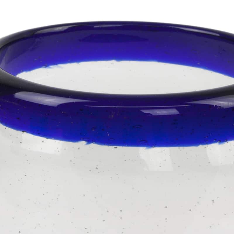Handmade Blue Rim Glass Classic Drinking Set of 6 Glasses (Mexico)